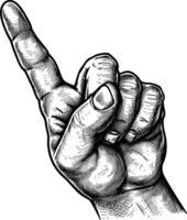 AI generated hand gesture in old engraving style for drawing reference black color only vector