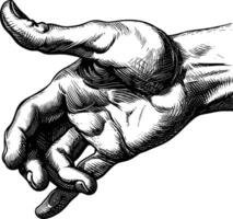 AI generated hand gesture in old engraving style for drawing reference black color only vector