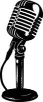 AI generated Silhouette microphone black color only full vector