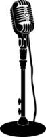 AI generated Silhouette microphone with stand black color only vector