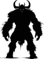 AI generated Silhouette Minotaur the Mythical Creature black color only vector