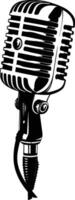 AI generated Silhouette microphone black color only full vector