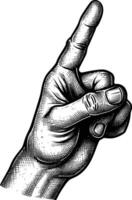 AI generated hand gesture in old engraving style for drawing reference black color only vector