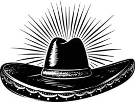 AI generated Silhouette mexican hat sombrero black color only vector