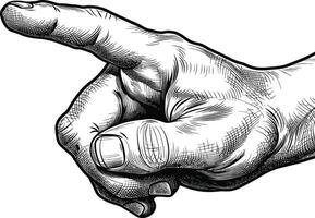 AI generated hand gesture in old engraving style for drawing reference black color only vector