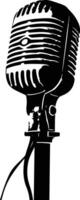 AI generated Silhouette microphone black color only full vector