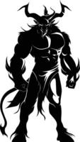 AI generated Silhouette Minotaur the Mythical Creature black color only vector