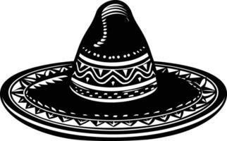 AI generated Silhouette mexican hat sombrero black color only vector