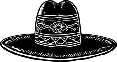 ai generado silueta mexicano sombrero sombrero negro color solamente vector