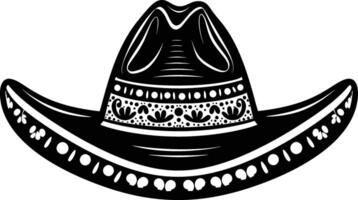 ai generado silueta mexicano sombrero sombrero negro color solamente vector