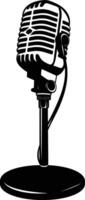 AI generated Silhouette microphone with stand black color only vector