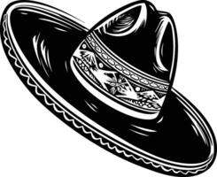 ai generado silueta mexicano sombrero sombrero negro color solamente vector