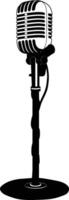 AI generated Silhouette microphone with stand black color only vector