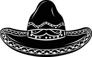 AI generated Silhouette mexican hat sombrero with mustache black color only vector