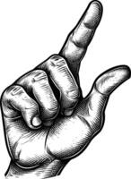 AI generated hand gesture in old engraving style for drawing reference black color only vector