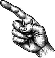 AI generated hand gesture in old engraving style for drawing reference black color only vector