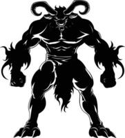 AI generated Silhouette Minotaur the Mythical Creature black color only vector