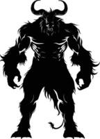 AI generated Silhouette Minotaur the Mythical Creature black color only vector