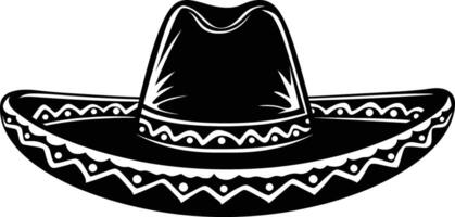 AI generated Silhouette mexican hat sombrero black color only vector