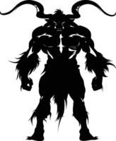 AI generated Silhouette Minotaur the Mythical Creature black color only vector