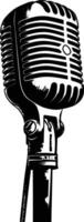 AI generated Silhouette microphone black color only vector