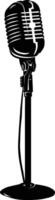 AI generated Silhouette microphone with stand black color only vector