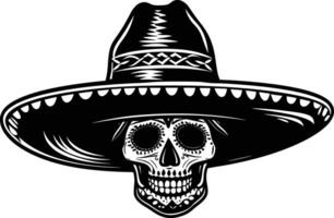 AI generated Silhouette mexican hat sombrero black color only vector