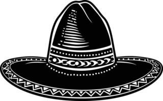 AI generated Silhouette mexican hat sombrero black color only vector