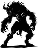 AI generated Silhouette Minotaur the Mythical Creature black color only vector