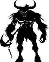 AI generated Silhouette Minotaur the Mythical Creature black color only vector