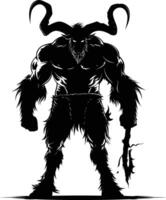 AI generated Silhouette Minotaur the Mythical Creature black color only vector