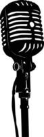 AI generated Silhouette microphone with stand black color only vector