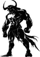 AI generated Silhouette Minotaur the Mythical Creature black color only vector