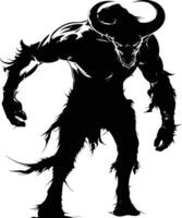 AI generated Silhouette Minotaur the Mythical Creature black color only vector