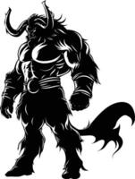 AI generated Silhouette Minotaur the Mythical Creature black color only vector