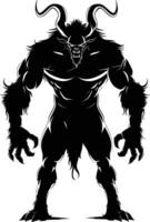 AI generated Silhouette Minotaur the Mythical Creature black color only vector