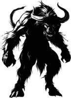 AI generated Silhouette Minotaur the Mythical Creature black color only vector