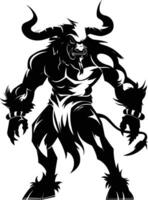 AI generated Silhouette Minotaur the Mythical Creature black color only vector