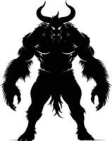 AI generated Silhouette Minotaur the Mythical Creature black color only vector