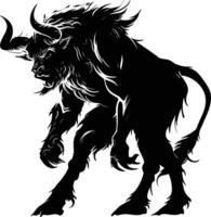 AI generated Silhouette Minotaur the Mythical Creature black color only vector