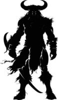 AI generated Silhouette Minotaur the Mythical Creature black color only vector