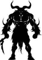 AI generated Silhouette Minotaur the Mythical Creature black color only vector