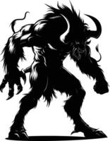 AI generated Silhouette Minotaur the Mythical Creature black color only vector