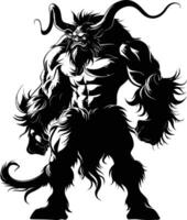 AI generated Silhouette Minotaur the Mythical Creature black color only vector