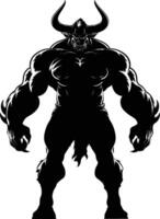 AI generated Silhouette Minotaur the Mythical Creature black color only vector