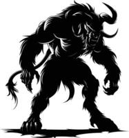 AI generated Silhouette Minotaur the Mythical Creature black color only vector