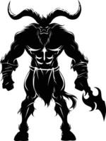 AI generated Silhouette Minotaur the Mythical Creature black color only vector