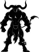 AI generated Silhouette Minotaur the Mythical Creature black color only vector