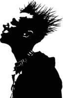 AI generated Silhouette punk man head skin head black color only full body vector