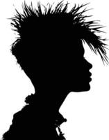 ai generado silueta punk dama mujer piel cabeza negro color solamente vector